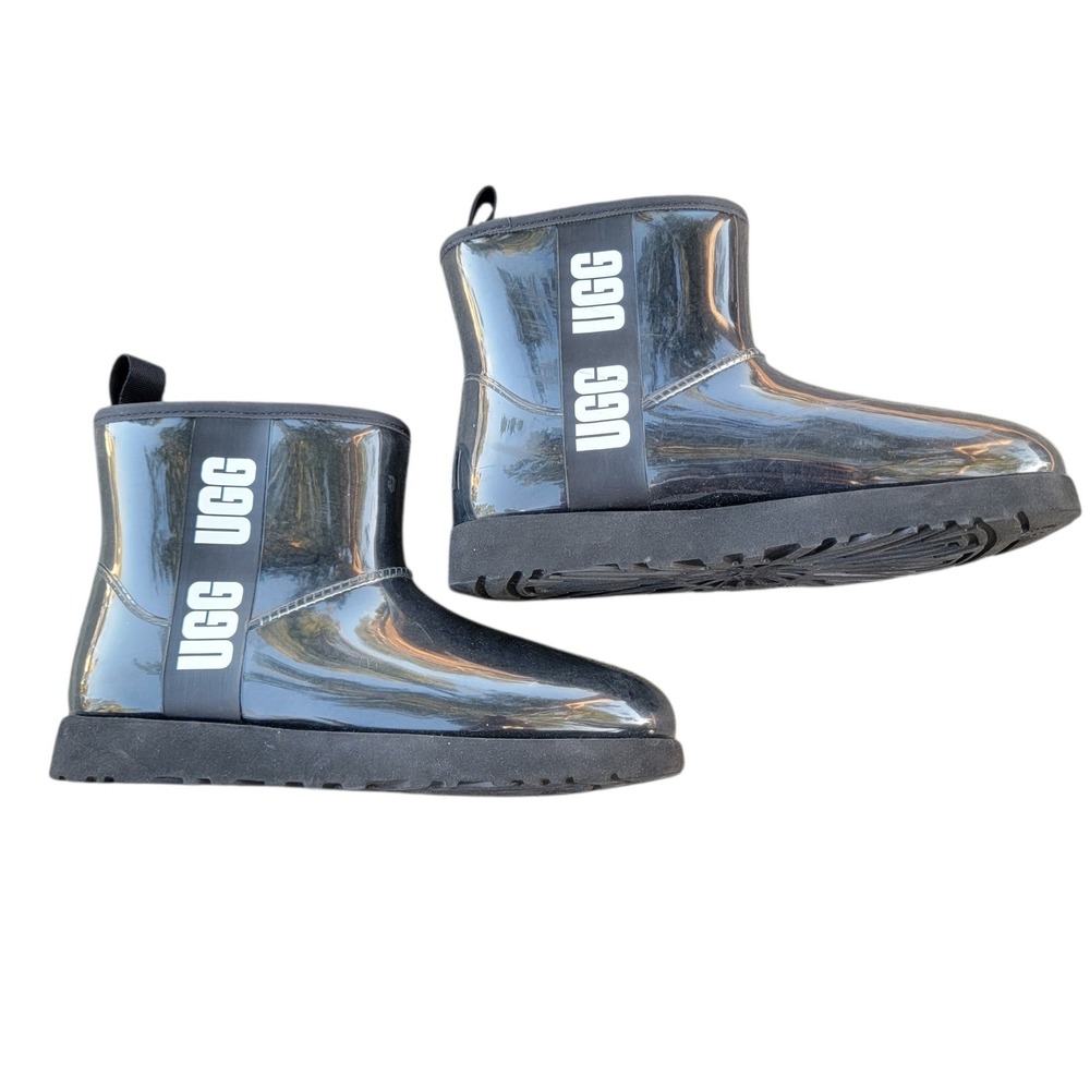 UGG Classic Clear Mini Black Waterproof Ankle Boots 1113190 Womens 9